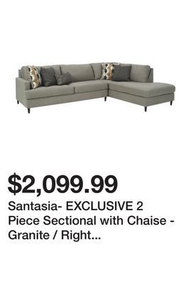 Ashley Furniture Santasia- exclusive 2 piece sectional with chaise - granite / right facing offer