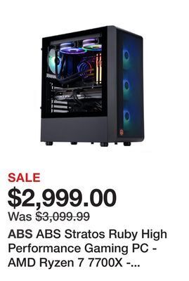 Newegg Abs stratos ruby high performance gaming pc - amd ryzen 7 7700x - geforce rtx 4070 ti - 16gb ddr5 5600mhz - 1tb m.2 nvme ssd offer