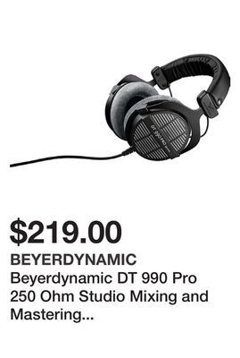 Newegg Beyerdynamic dt 990 pro 250 ohm studio mixing and mastering open-back headphones offer