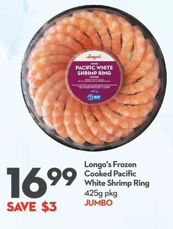 Longo's Longo's frozen cooked pacific white shrimp ring offer