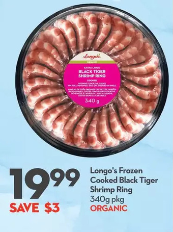 Longo's Longo's frozen cooked black tiger shrimp ring offer