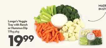 Longo's Longo's veggie tray with ranch or hummus dip offer