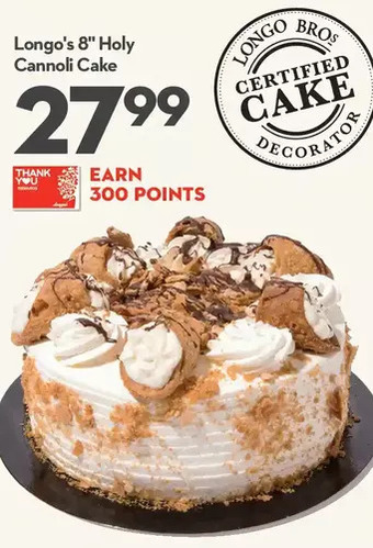 Longo's Longo's 8 holy cannoli cake offer