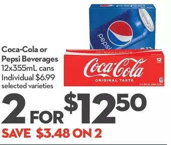 Longo's Coca-cola or pepsi beverages offer