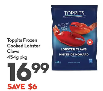 Longo's Toppits frozen cooked lobster claws offer