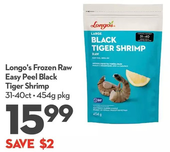 Longo's Longo's frozen raw easy peel black tiger shrimp offer