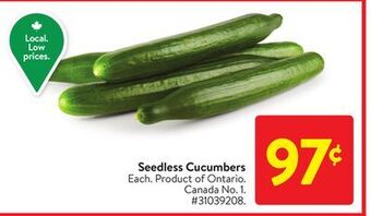 Walmart Seedless cucumbers offer