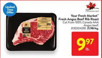 Walmart Your fresh market fresh angus beef rib roast offer