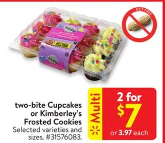 Walmart Two-bite cupcakes or kimberley's frosted cookies offer