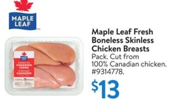 Walmart Maple leaf fresh boneless skinless chicken breasts offer