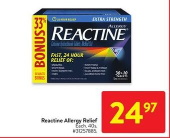 Walmart Reactine allergy relief offer