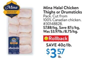 Walmart Mina halal chicken thighs or drumsticks offer