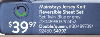 Walmart Mainstays jersey knit reversible sheet set offer