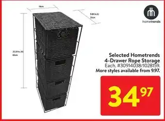 Walmart Selected hometrends 4-drawer rope storage offer