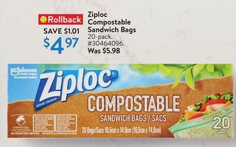 Walmart Ziploc compostable sandwich bags offer