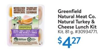 Walmart Greenfield natural meat & co. natural turkey & cheese lunch kit offer
