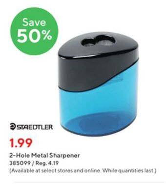 Staples Staedtler 2-hole metal sharpener offer