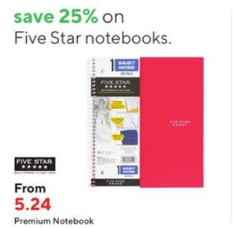 Staples Five star premium notebook offer