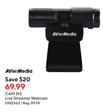 Staples Avermedia cam 313 live streamer webcam offer