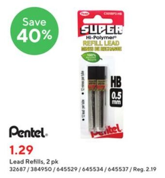 Staples Pentel lead refill offer