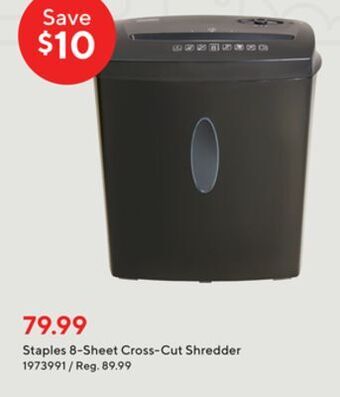 Staples Staples 8-sheet cross-cut shredder offer