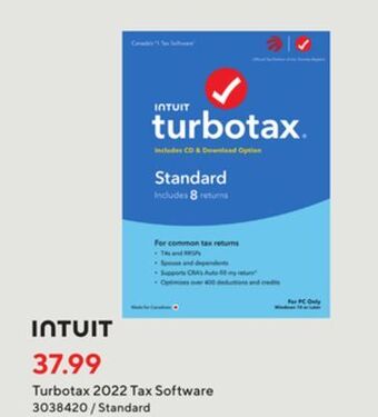 Staples Intuit turbotax 2022 tax software offer