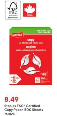 Staples Staples fsc certified copy paper 500 sheets offer