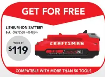 Lowe's Craftsman lithium-ion battery offer