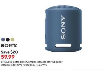 Staples Sony srsxb13 extra bass compact bluetooth speaker offer