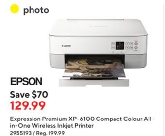 Staples Epson expression premium xp-6100 compact colour all-in-one wireless inkjet printer offer