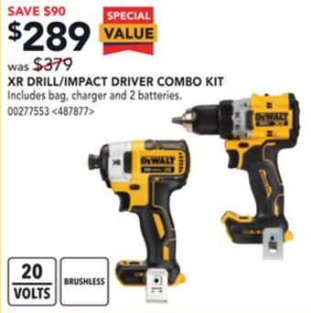 Lowe's Dewalt xr drill/impact driver combo kit offer