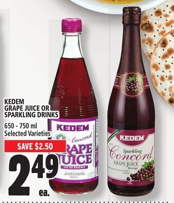 Metro Kedem grape juice or sparkling drinks offer