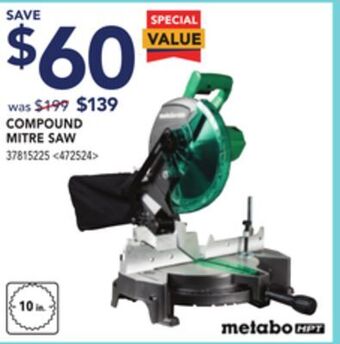 Lowe's Metabo hpt compound mitre saw offer