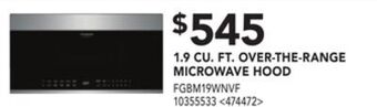Lowe's Frigidaire gallery 1.9 cu.ft. over-the-range microwave hood offer
