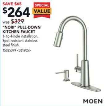 Lowe's Moen nori pull-down kitchen faucet offer