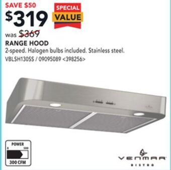Lowe's Venmar range hood offer