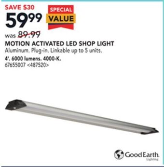 Lowe's Good earth motion activated led shop light offer