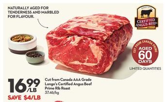 Longo's Cut from canada aaa grade longo's certified angus beef prime rib roast offer
