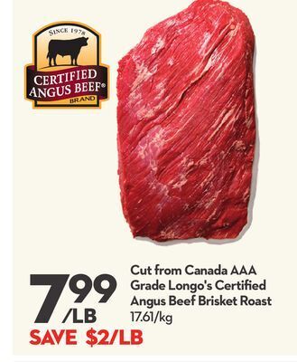 Longo's Cut from canada aaa grade longo's certified angus beef brisket roast offer