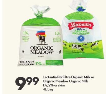 Longo's Lactantia pūrfiltre organic milk offer