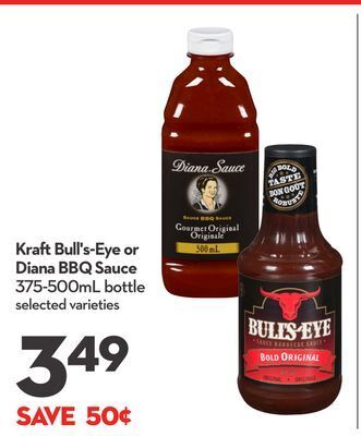 Longo's Kraft bull's-eye or diana bbq sauce offer