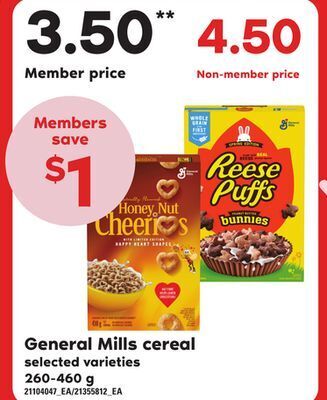 Loblaws General mills cereal, 260-460 g offer