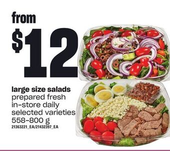 Loblaws Large size salads, 558-800 g offer