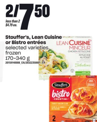 Loblaws Stouffer's, lean cuisine or bistro entrées, 170-340 g offer