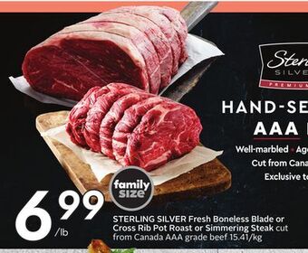 Sobeys Sterling silver fresh boneless blade or cross rib pot roast or simmering steak offer