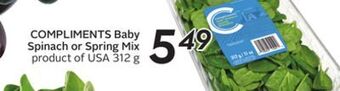 Sobeys Compliments baby spinach or spring mix offer