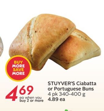 Sobeys Stuyver's ciabatta or portuguese buns offer