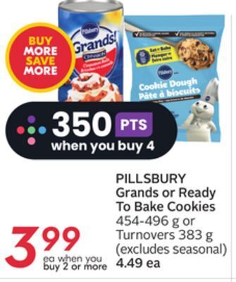 Sobeys Pillsbury grands or ready to bake cookies offer