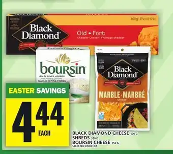 Food Basics Black diamond cheese or shreds or boursin cheese offer