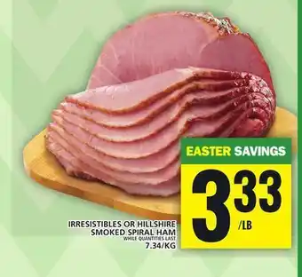 Food Basics Irresistibles or hillshire smoked spiral ham offer